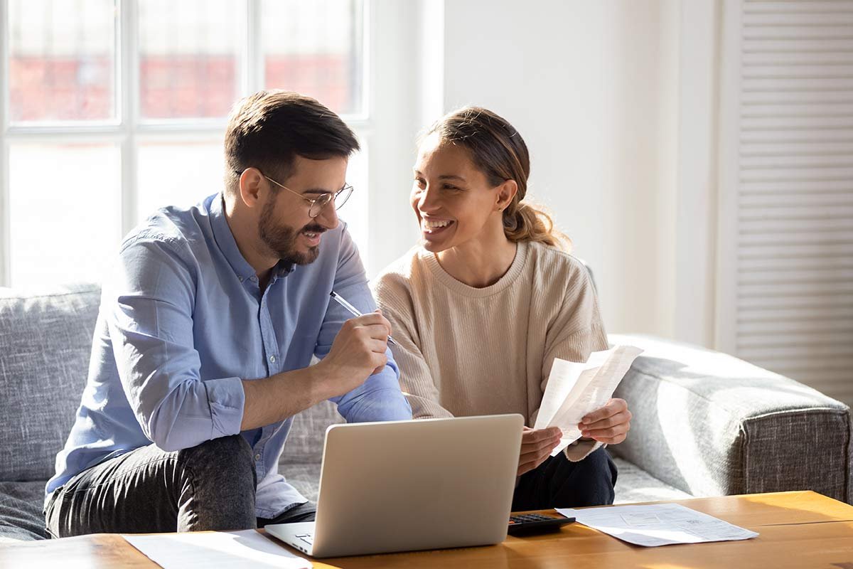 Couple who lost a job and can't pay the mortgage reviewing their budget